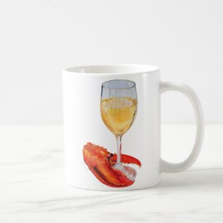 Wine Glass and Lobster Claw Coffee Mug