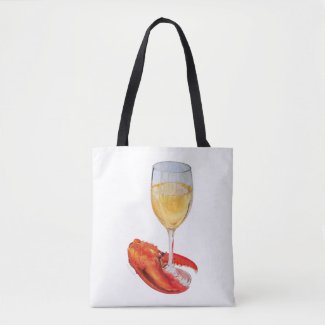 Wine Glass and Lobster Claw Tote Bag