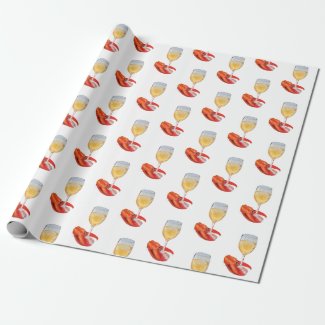 Wine Glass and Lobster Claw Wrapping Paper