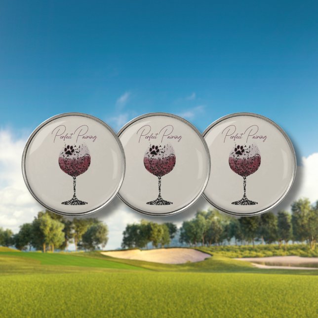 Wine Glass and Paws Perfect Pairing Golf Ball Marker (Creator Uploaded)