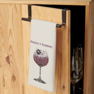 Wine Glass and Paws Perfect Pairing Kitchen Towel