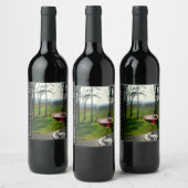 Wine Glass and Vineyard Design Wine Label (Bottles)
