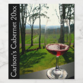 Wine Glass and Vineyard Design Wine Label (Single Label)