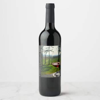 Wine Glass And Vineyard Design Wine Label by SjasisDesignSpace at Zazzle