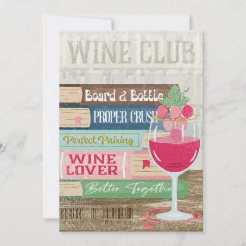 Wine Glass Book Stack Wine Club Book Lover