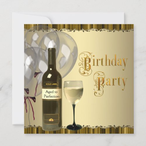 Wine Glass Bottle Any Number Birthday Party Invitation