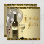 Wine Glass Bottle Any Number Birthday Party Invitation (Front/Back)