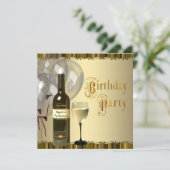 Wine Glass Bottle Any Number Birthday Party Invitation (Standing Front)