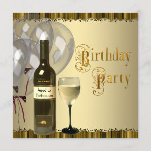 Wine Glass Bottle Any Number Birthday Party Invitation