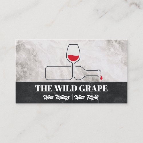 Wine Glass Bottle Line Art  Marble Business Card