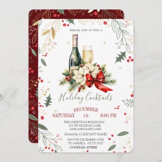 Wine Glass Bottle Poinsettia Bow Company Christmas
