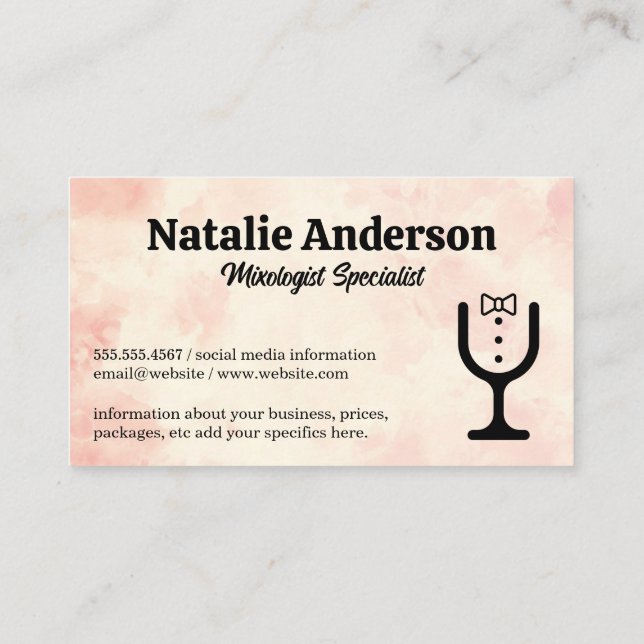 Wine Glass Bow Tie Logo | Catering Business Card (Back)