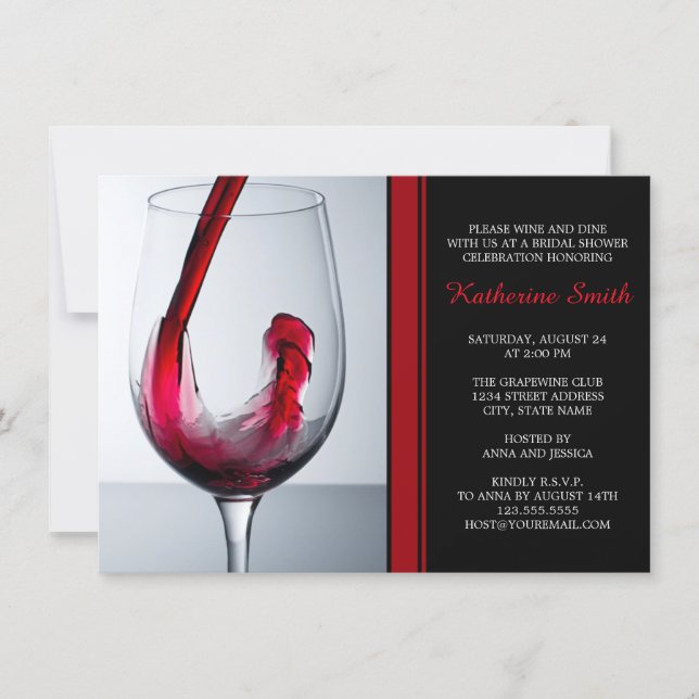 Wine Glass Bridal Shower Invitations - Custom (Front)