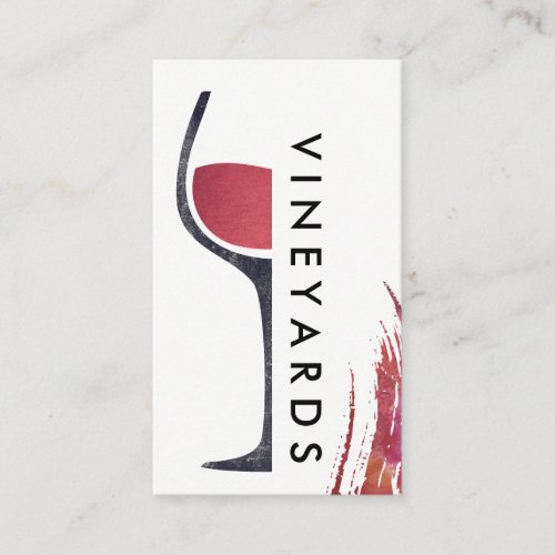 Wine Glass  Brush Stroke Modern Vineyard Business Card