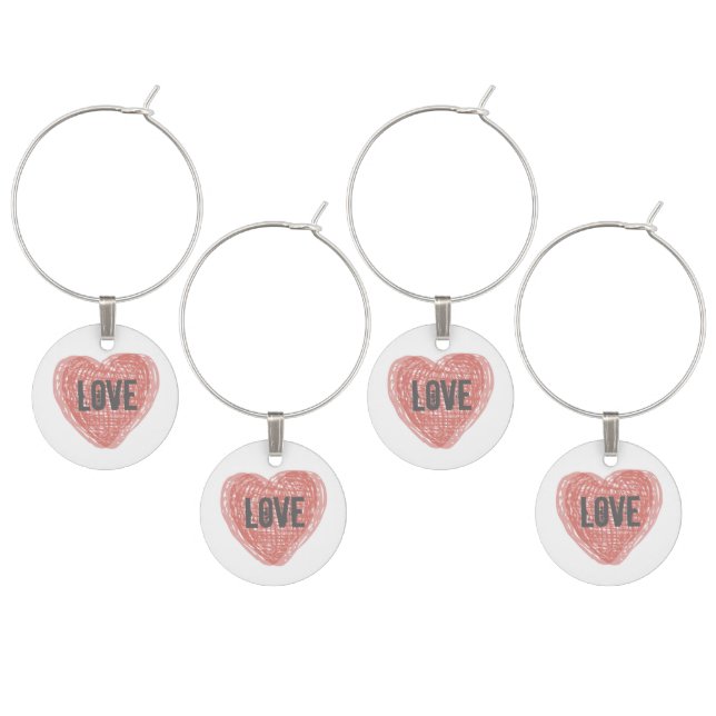 Wine Glass Charms - Love Heart (Staggered)