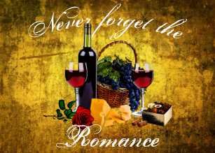 Wine Glass Cheese Grapes Rose Chocolate Romance Card Wine Glass Cheese Grapes Rose Chocolate Romance Card