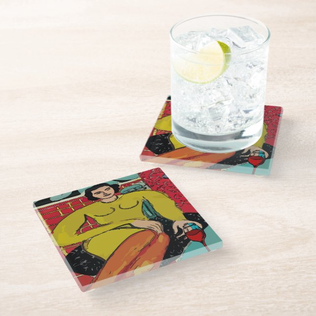 Wine Glass Coaster (Angled)