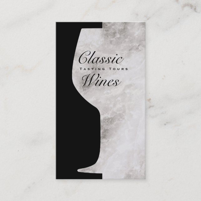 Wine Glass | Counter-space with Marble Background Business Card (Front)