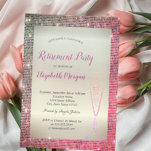  Wine Glass Diamonds Frame Diamonds Retirement Invitation