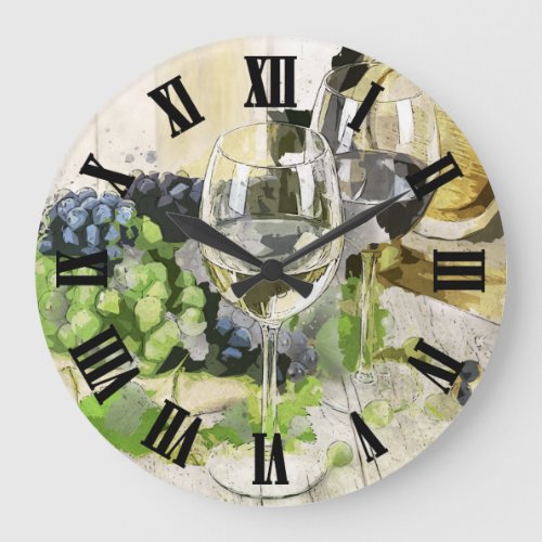 Wine Glass Digital Design Large Clock