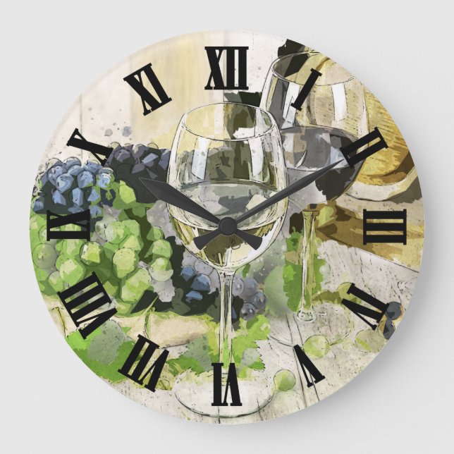 Wine Glass Digital Design Large Clock (Front)