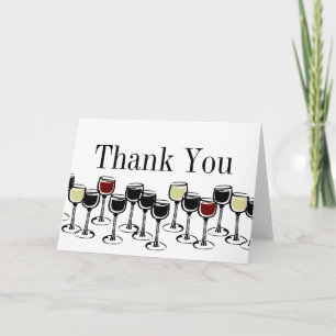 Wine glass dinner party wine tasting gala event thank you card