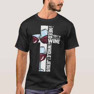 Wine Glass Drinking Cross Jesus Christian Alcohol T-Shirt