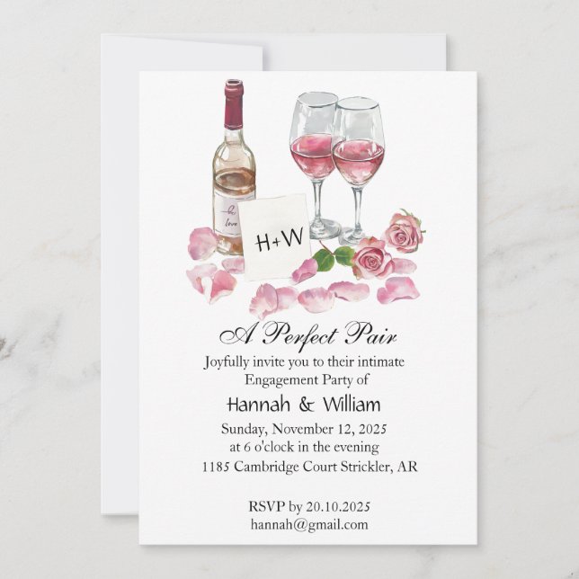 Wine Glass Engagement Party Invitation (Front)