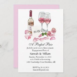 Wine Glass Engagement Party Invitation