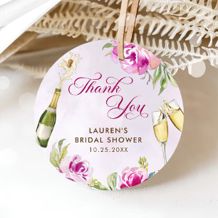 Wine Glass Floral Bridal Shower Favor Tags