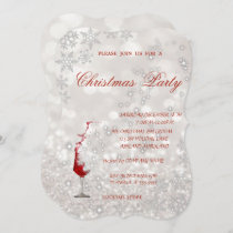 Wine  Glass Glittery,Corporate Christmas Party Invitation