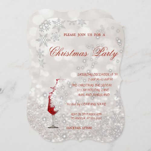 Wine  Glass GlitteryCorporate Christmas Party Invitation