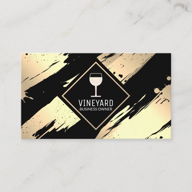 Wine Glass | Gold Brushed Business Card (Front)