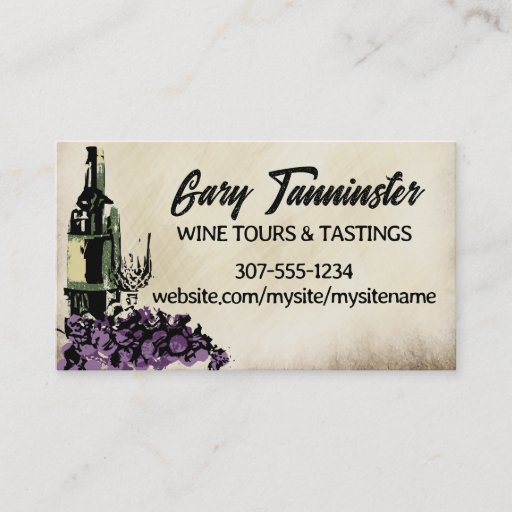 Customizable wine glass grapes catering business card