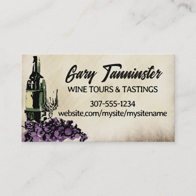 wine glass grapes catering business card (Front)