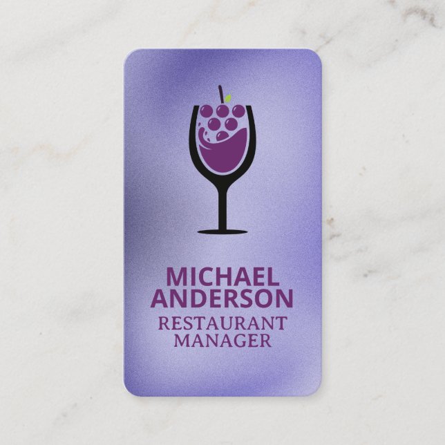 Wine Glass Grapes Logo Business Card (Front)