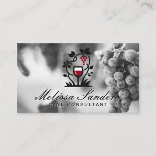 Wine Glass Grapes Logo Winery Grapes Business Card