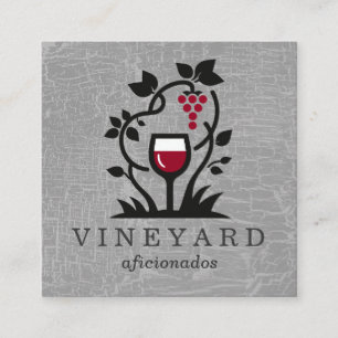 Wine Glass Grapes Vines Square Business Card