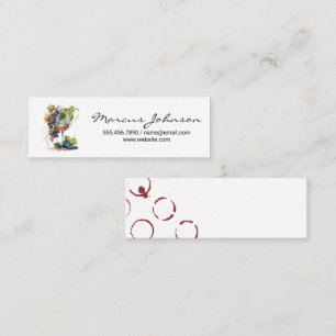 Wine Glass Grapes Watercolor Mini Business Card