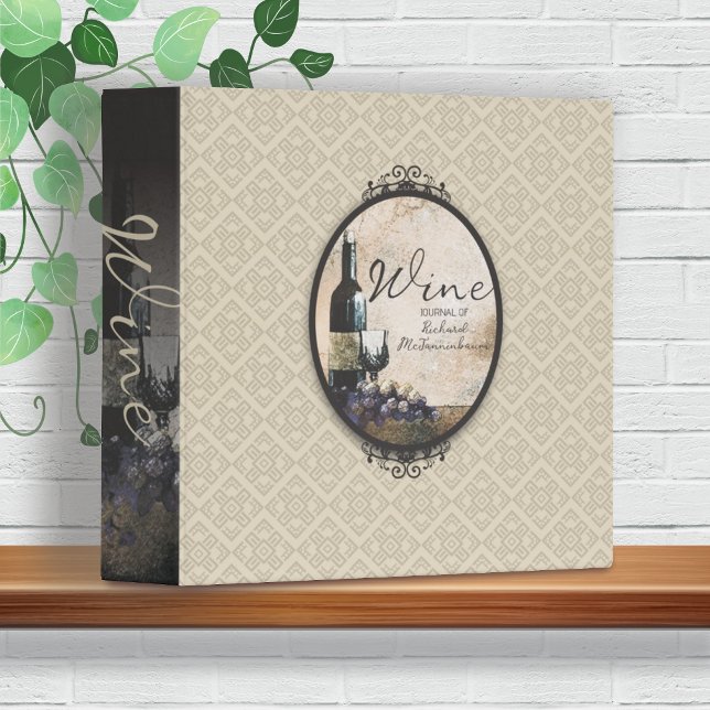 wine glass grapes wine tasting journal recipe 3 ring binder (Creator Uploaded)