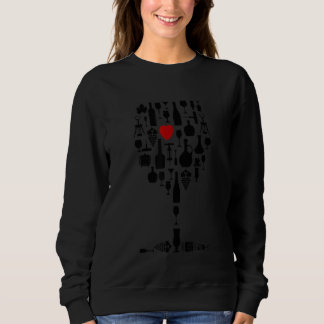 Wine Glass Heart Wine   Sweatshirt