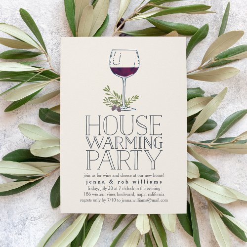 Wine Glass Housewarming Party Invitation