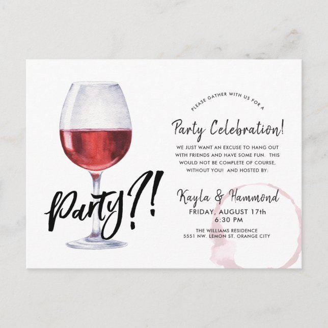 Wine Glass Humor | Non-Occassion Celebration Postc Postcard (Front)