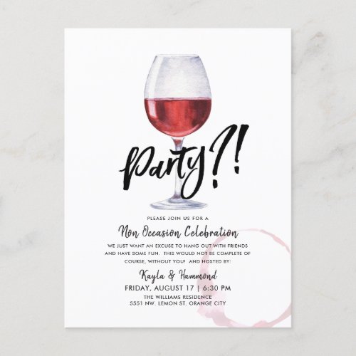 Wine Glass Humor  Special Occassion Celebration  Postcard