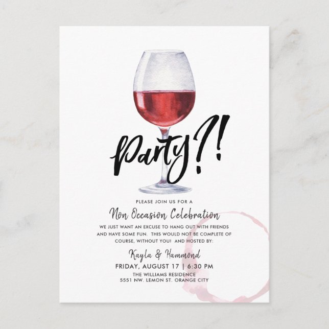 Wine Glass Humor | Special Occassion Celebration  Postcard (Front)