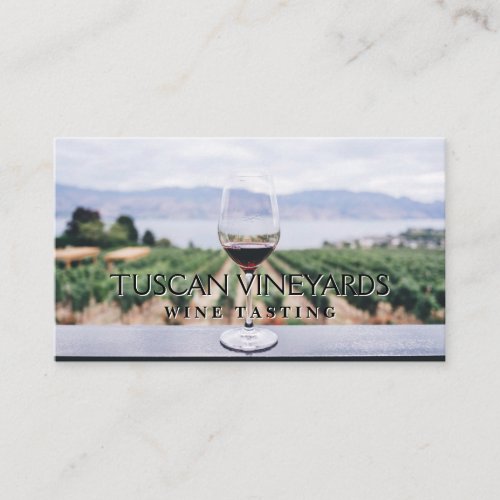 Wine Glass in Front of Vineyard Business Card
