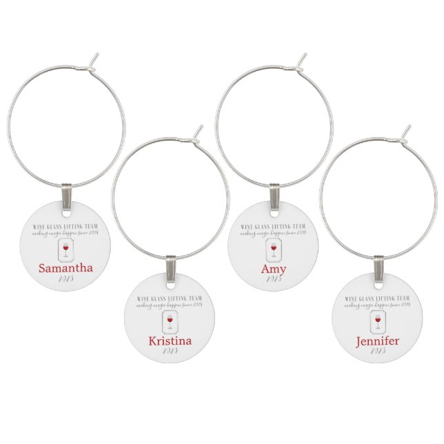 Wine Glass Lifting Team Customizable Charm (Staggered)