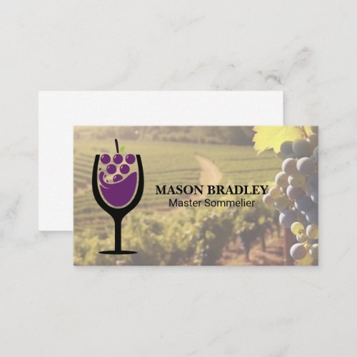 Wine Glass Logo  Vineyard Business Card