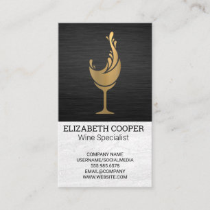 Wine Glass Metallic Splash Business Card