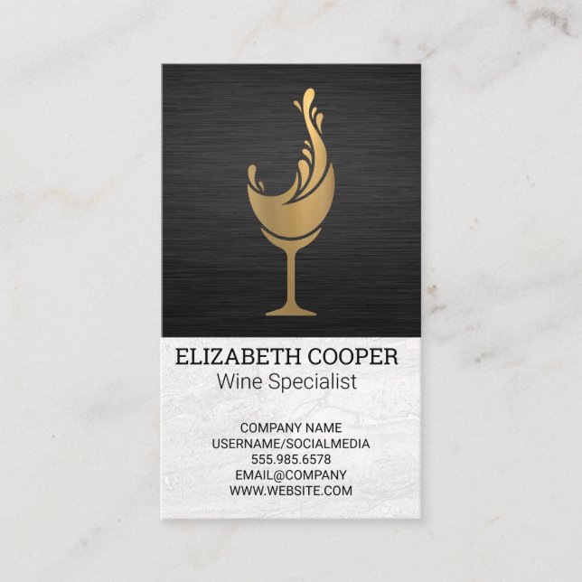 Wine Glass Metallic Splash Business Card (Front)